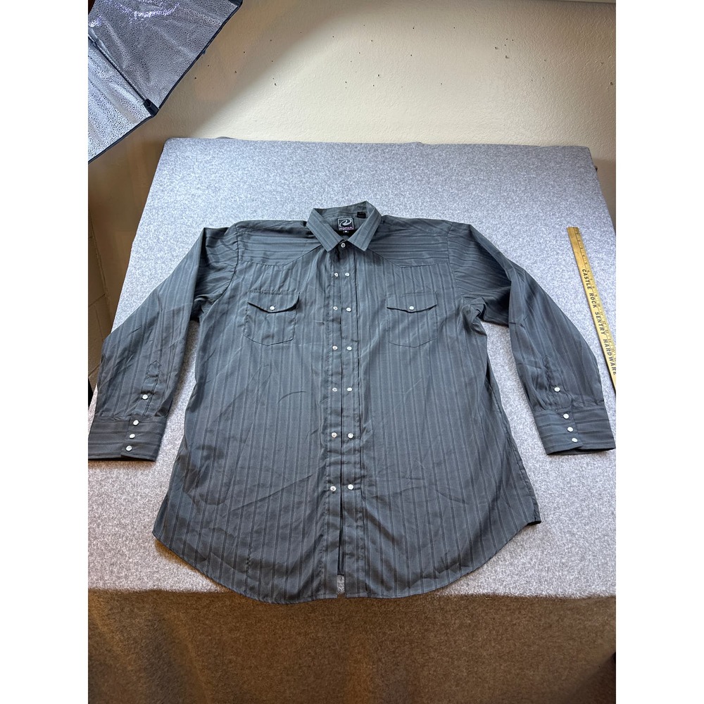 Mens ROPER 3XL Western Cowboy Pearl Snap Button Up Long Sleeve Shirt CHARCOAL
